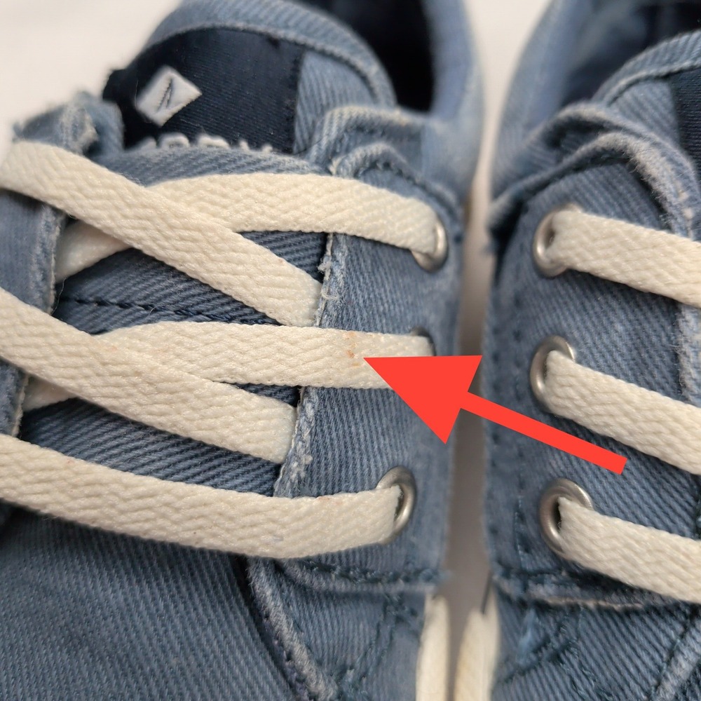 Sperry Striper II Ltt Retro Jr Blue Denim Fabric Sneakers Toddler 7M STL261099 - Picture 3 of 11